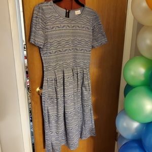 LLR blue dress with pockets, zipper back Amelia